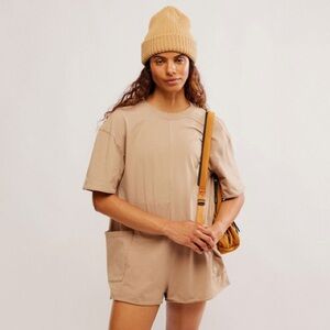 Free People Movement Hot Shot Tee Romper NWT Size M Mocha